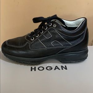 Hogan Blk Napa Interactive Lace Up Sneaker 6.5